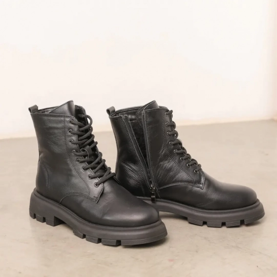 Ботинки кожаные мех 587023 Черные фото 8 — интернет-магазин Tapok