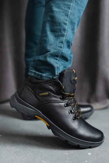 Мужские ботинки кожаные зимние черные Emirro 130 фото 1 — интернет-магазин Tapok
