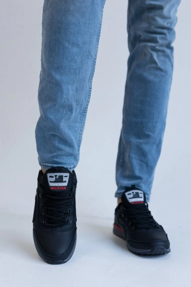 Чоловічі кросівки шкіряні весняно-осінні чорні Splinter 7717 фото 2 — інтернет-магазин Tapok