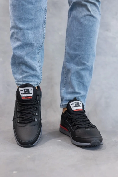 Мужские кроссовки кожаные весенне-осенние черные Splinter 7717 фото 8 — интернет-магазин Tapok