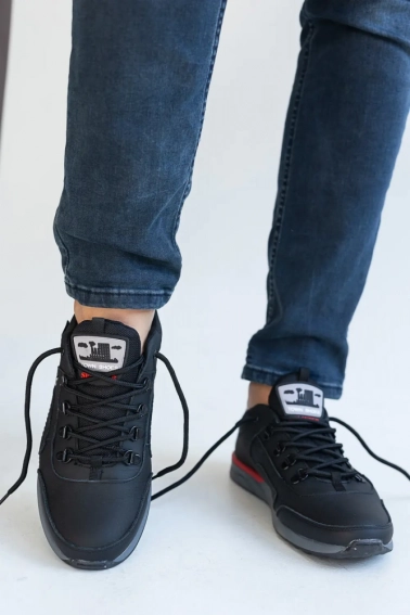 Мужские кроссовки кожаные весенне-осенние черные Splinter 7717 фото 10 — интернет-магазин Tapok