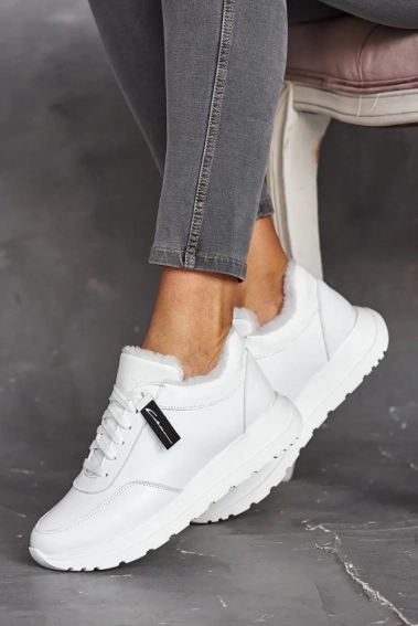 Жіночі кросівки шкіряні зимові білі Yuves 8011 на меху фото 10 — інтернет-магазин Tapok