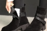 Ботинки женские замшевые мех 586986 Черные Фото 8