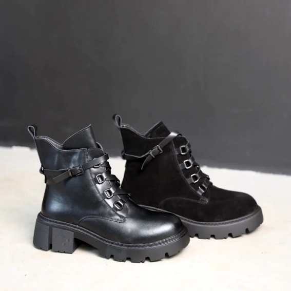 Ботинки кожаные мех 586987 Черные фото 10 — интернет-магазин Tapok
