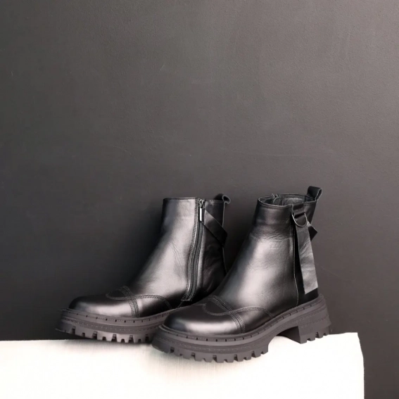 Ботинки кожаные мех 587305 Черные фото 9 — интернет-магазин Tapok