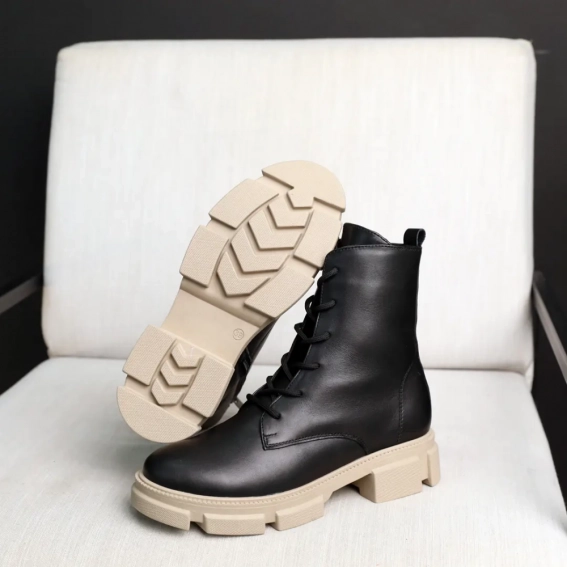 Ботинки кожаные мех 587475 Черные фото 8 — интернет-магазин Tapok