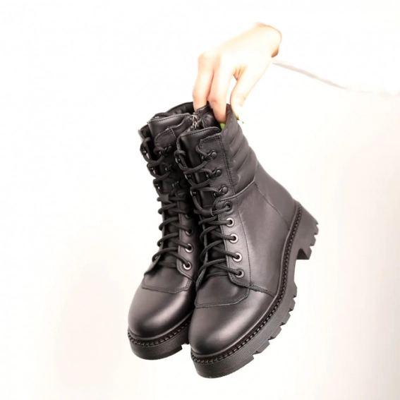 Ботинки кожаные с мехом 587451 Черные фото 8 — интернет-магазин Tapok