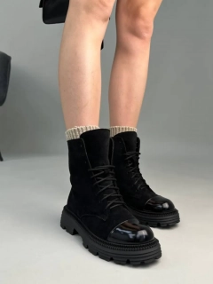 Ботинки женские замшевые черные зимние