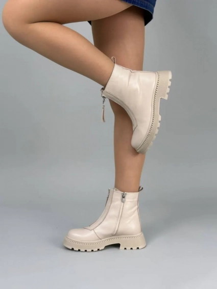 Ботинки женские кожаные молочные зимние фото 3 — интернет-магазин Tapok