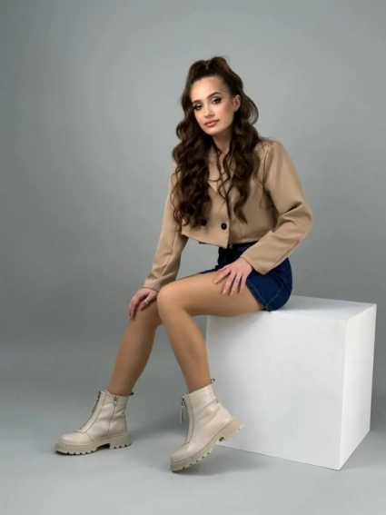 Ботинки женские кожаные молочные зимние фото 7 — интернет-магазин Tapok