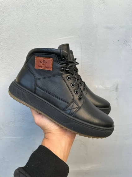 Чоловічі черевики шкіряні зимові чорні StepWey 7261 хутро фото 1 — інтернет-магазин Tapok