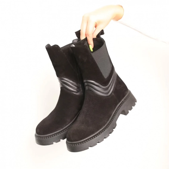 Ботинки замшевые с мехом 587307 Черные фото 9 — интернет-магазин Tapok