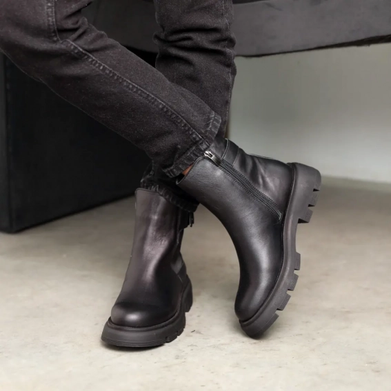Ботинки кожаные с мехом 587450 Черные фото 5 — интернет-магазин Tapok