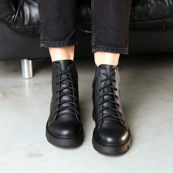 Ботинки кожаные с мехом 587453 Черные фото 3 — интернет-магазин Tapok