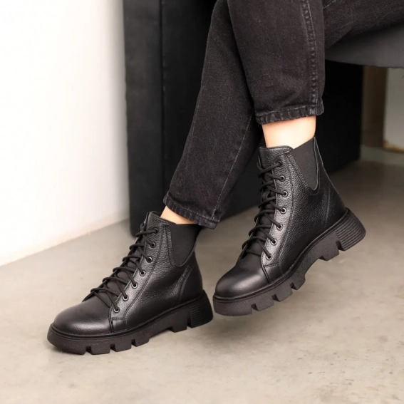 Ботинки кожаные с мехом 587453 Черные фото 5 — интернет-магазин Tapok