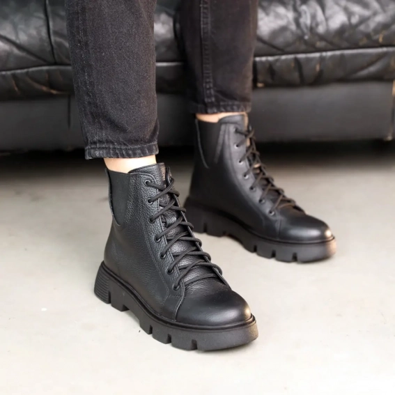 Ботинки кожаные с мехом 587453 Черные фото 7 — интернет-магазин Tapok