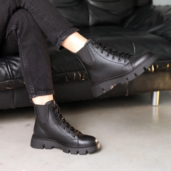 Ботинки кожаные с мехом 587453 Черные фото 9 — интернет-магазин Tapok