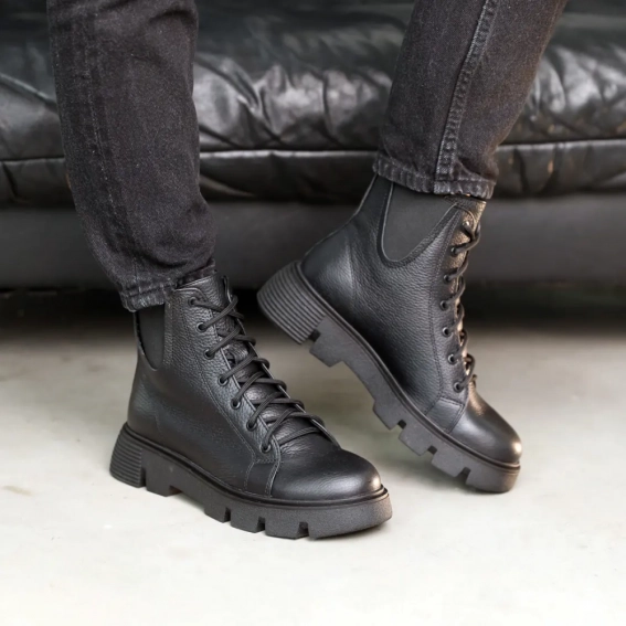 Ботинки кожаные с мехом 587453 Черные фото 10 — интернет-магазин Tapok