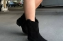 Ботинки ковбойки женские замшевые черного цвета на черной подошве демисезоные Фото 6