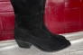 Ботинки ковбойки женские замшевые черного цвета на черной подошве демисезоные Фото 13