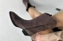 Ботинки ковбойки женские замшевые шоколадного цвета на черной подошве демисезоные Фото 6