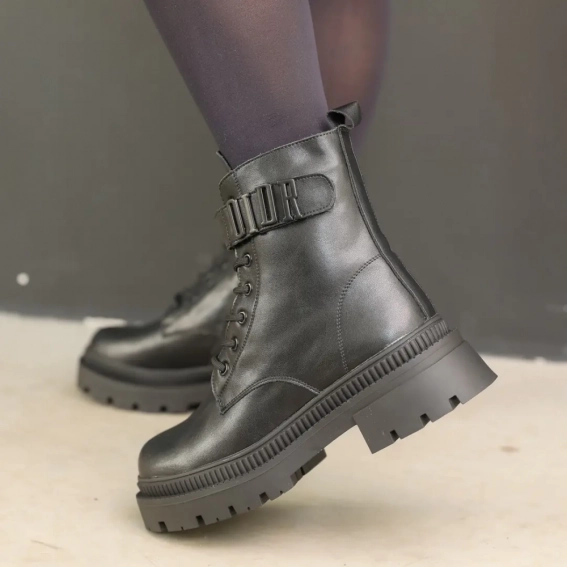 Ботинки кожаные с мехом 586858 Черные фото 1 — интернет-магазин Tapok