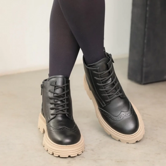 Ботинки кожаные с мехом 586943 Черные фото 5 — интернет-магазин Tapok