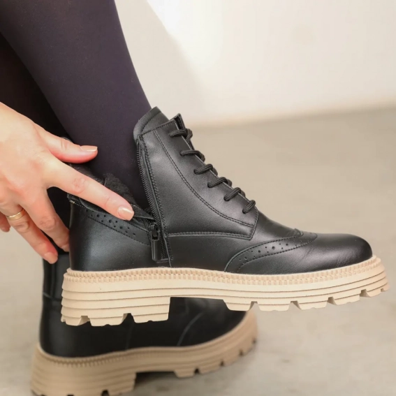 Ботинки кожаные с мехом 586943 Черные фото 7 — интернет-магазин Tapok