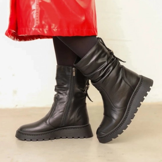 Ботинки кожаные с мехом 587157 Черные фото 4 — интернет-магазин Tapok