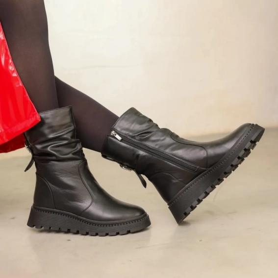 Ботинки кожаные с мехом 587157 Черные фото 6 — интернет-магазин Tapok