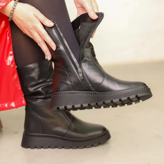 Ботинки кожаные с мехом 587157 Черные фото 10 — интернет-магазин Tapok
