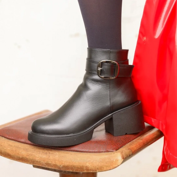 Ботинки кожаные с мехом 587326 Черные фото 5 — интернет-магазин Tapok