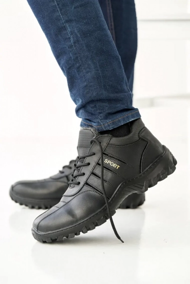 Чоловічі кросівки шкіряні зимові чорні Gras 03Б фото 1 — інтернет-магазин Tapok