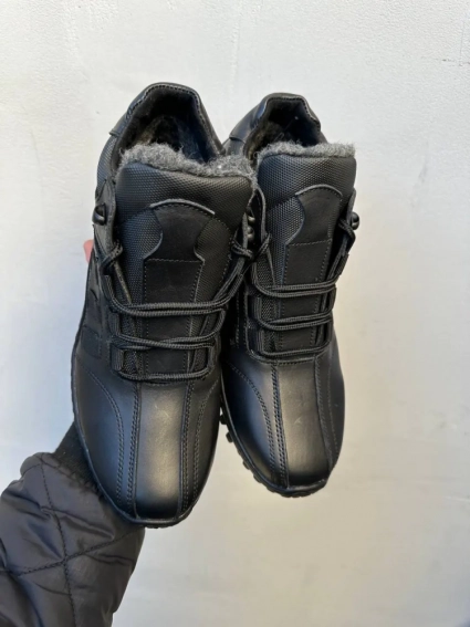 Мужские кроссовки кожаные зимние черные Gras 07Б фото 2 — интернет-магазин Tapok