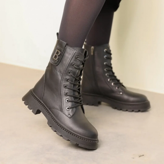 Ботинки кожаные с мехом 586994 Черные фото 1 — интернет-магазин Tapok