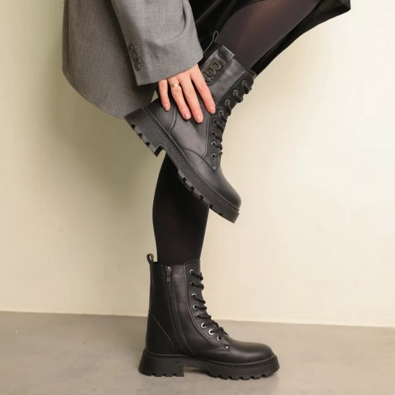 Ботинки кожаные с мехом 586994 Черные фото 2 — интернет-магазин Tapok