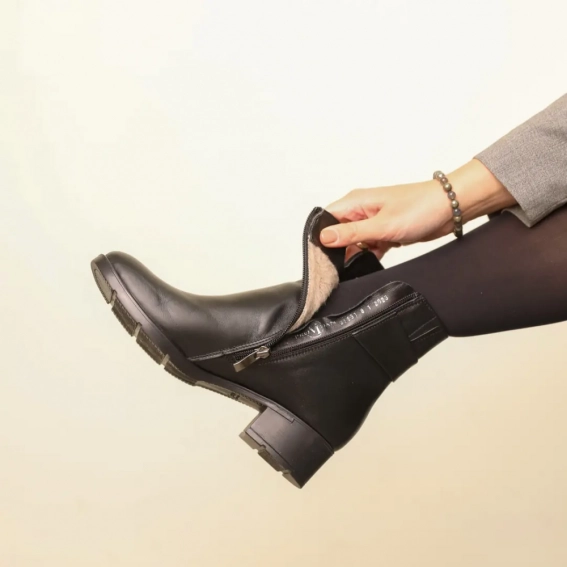 Ботинки кожаные с мехом 587050 Черные фото 7 — интернет-магазин Tapok