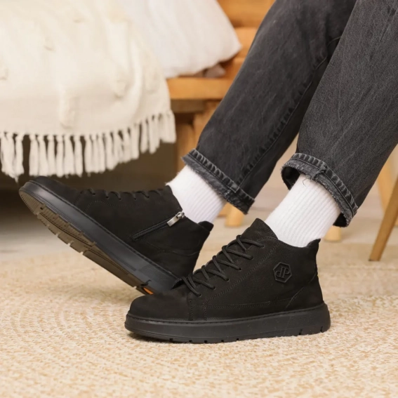 Ботинки кожаные зимние 587620 Черные фото 1 — интернет-магазин Tapok