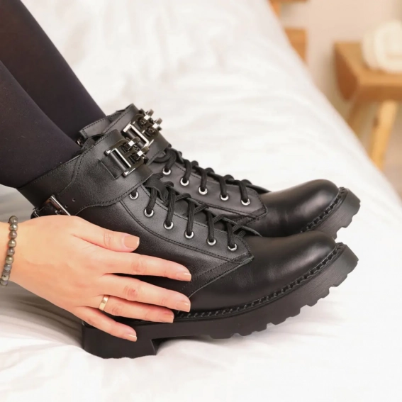 Ботинки зимние кожаные 586946 Черные фото 5 — интернет-магазин Tapok
