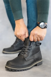 Чоловічі черевики шкіряні зимові чорні Accord БОТ