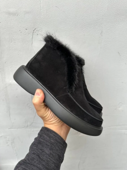 Женские ботинки замшевые зимние черные Mkrafvt 1150 фото 1 — интернет-магазин Tapok