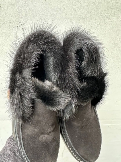 Женские ботинки замшевые зимние черные Mkrafvt 1150 фото 3 — интернет-магазин Tapok