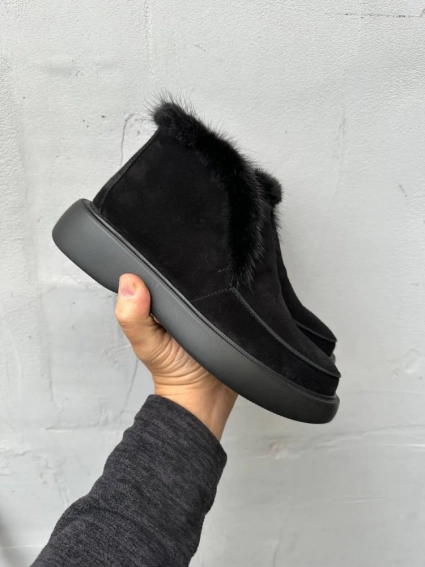 Женские ботинки замшевые зимние черные Mkrafvt 1150 фото 4 — интернет-магазин Tapok