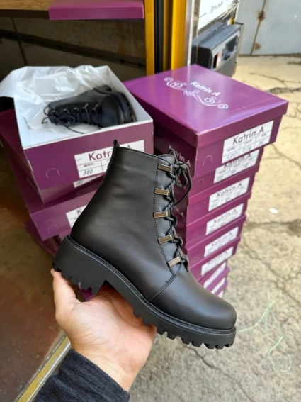 Женские ботинки кожаные зимние черные Katrina 380 фото 2 — интернет-магазин Tapok
