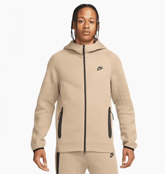 Толстовка Nike Tech Fleece Full-Zip Windrunner Hoodie Beige FB7921-247 фото 1 — интернет-магазин Tapok