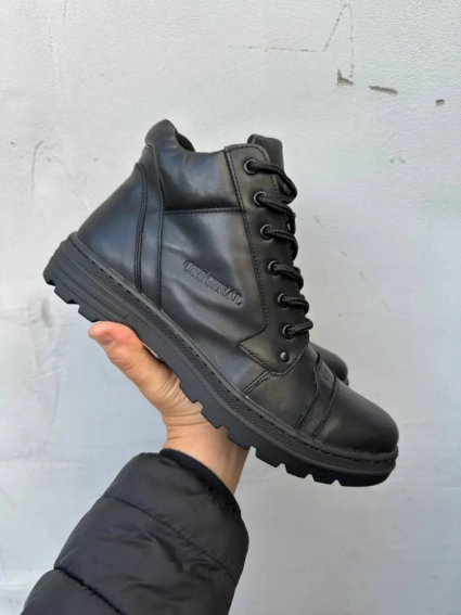 Мужские ботинки кожаные зимние черные Gras С Б фото 1 — интернет-магазин Tapok