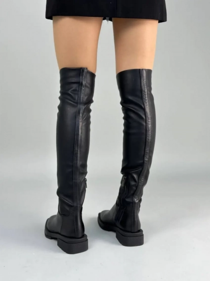 Ботфорты чулки женские кожаные черные демисезонные фото 6 — интернет-магазин Tapok