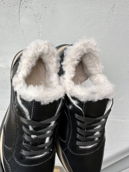 Жіночі кросівки шкіряні зимові чорні Picani 003 фото 2 — інтернет-магазин Tapok