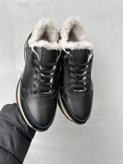 Женские кроссовки кожаные зимние черные Picani 003 фото 3 — интернет-магазин Tapok
