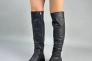 Сапоги женские кожаные черного цвета на каблуках зимние Фото 1